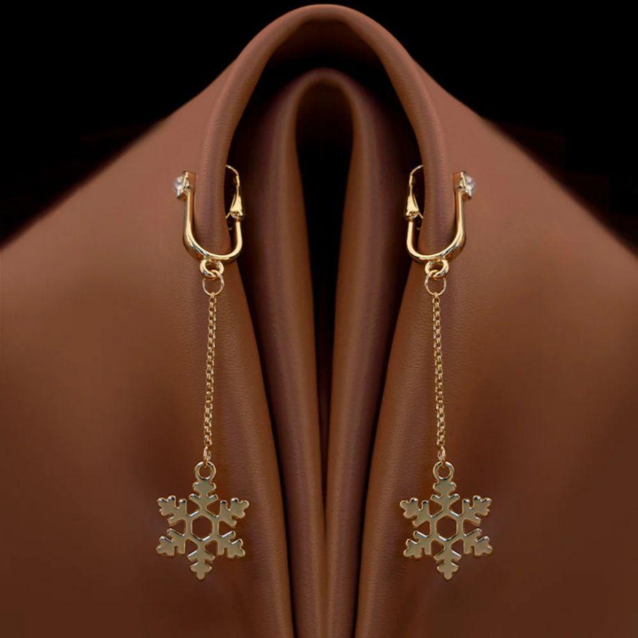 Подвески-клипсы Non-pierced clitoral jewelry dangle with snowflake для половых губ и клитора