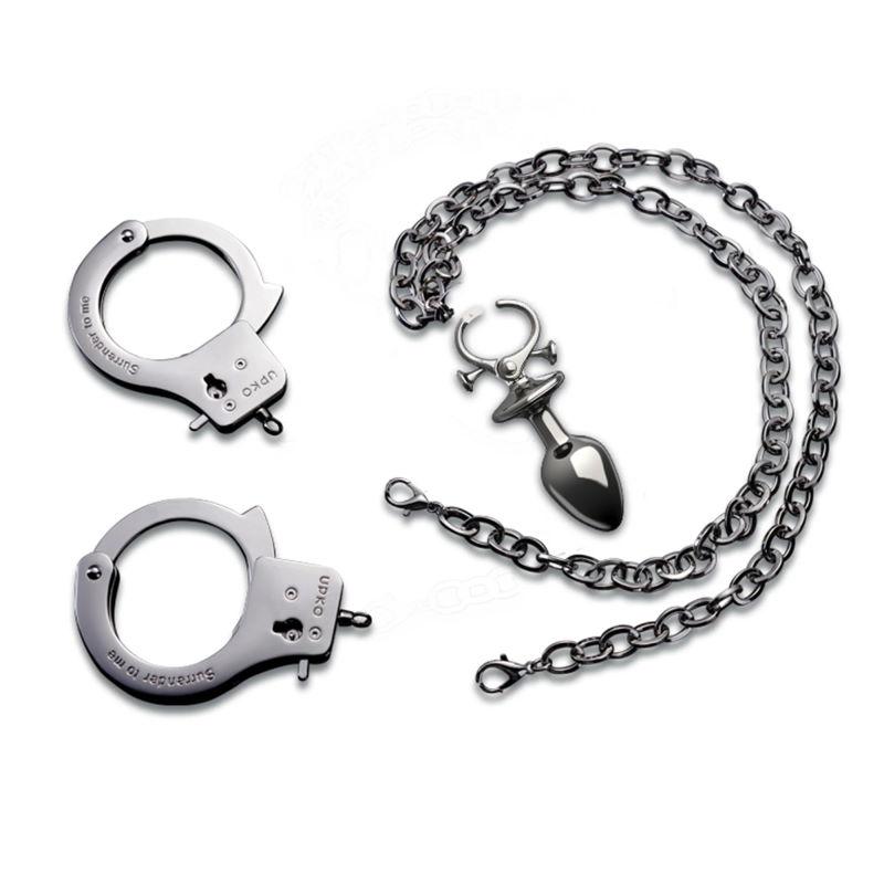 Универсальный набор Butt Plug & Binding Chain Set(including handcuffs) анальная втулка + наручники