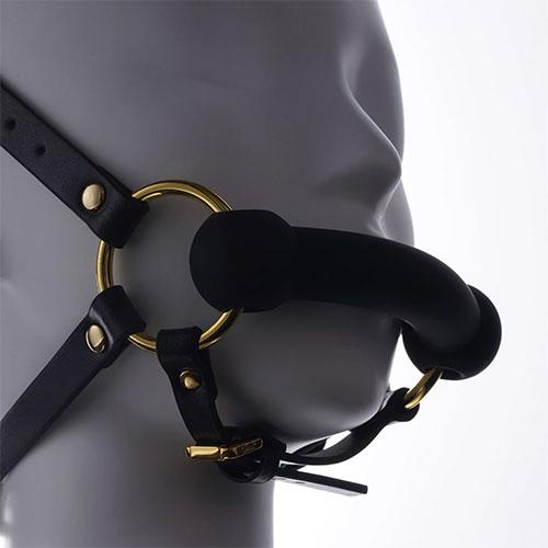 Кляп-бондаж Adjustable Leather Head Restraint Harness Mouth Gag With Leash