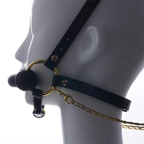 Кляп-бондаж Adjustable Leather Head Restraint Harness Mouth Gag With Leash