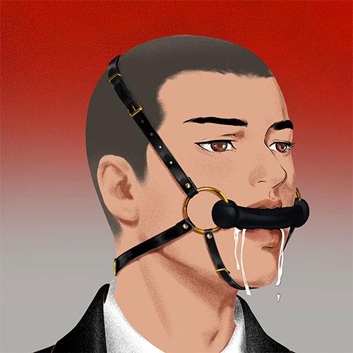 Кляп-бондаж Adjustable Leather Head Restraint Harness Mouth Gag With Leash