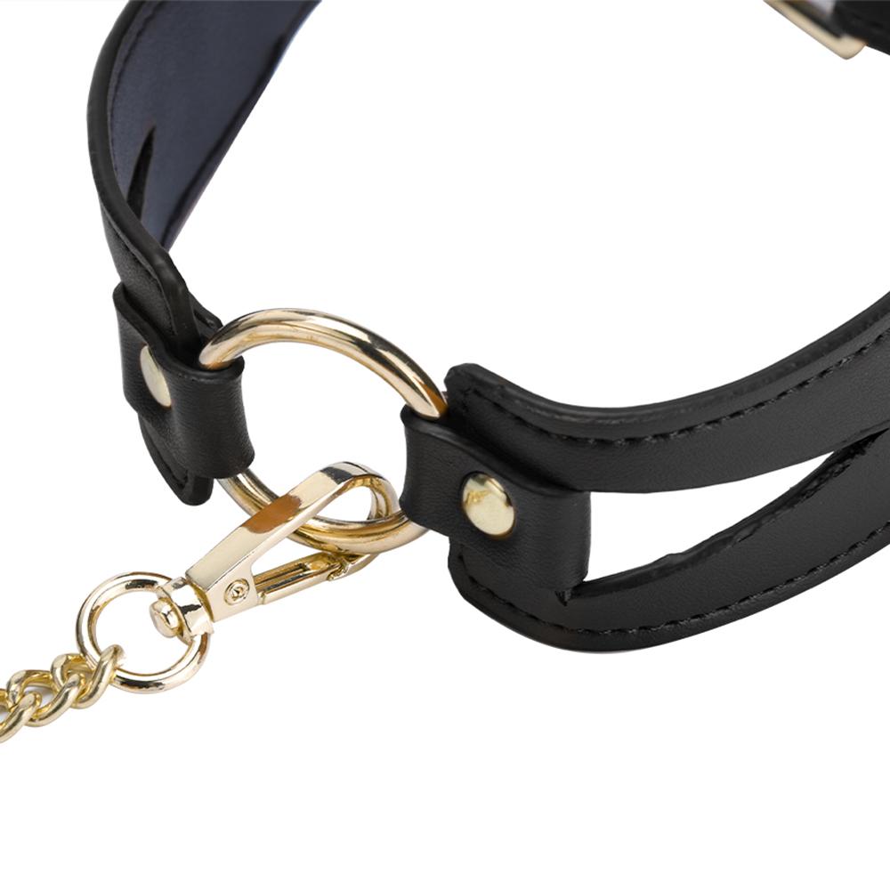 Ошейник с поводком Leather Collar + Gold Chain Traction