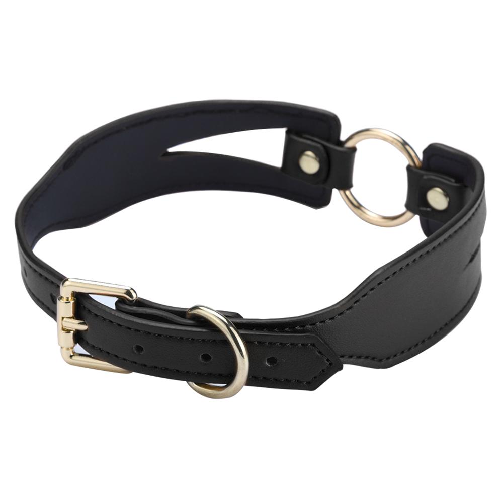 Ошейник с поводком Leather Collar + Gold Chain Traction