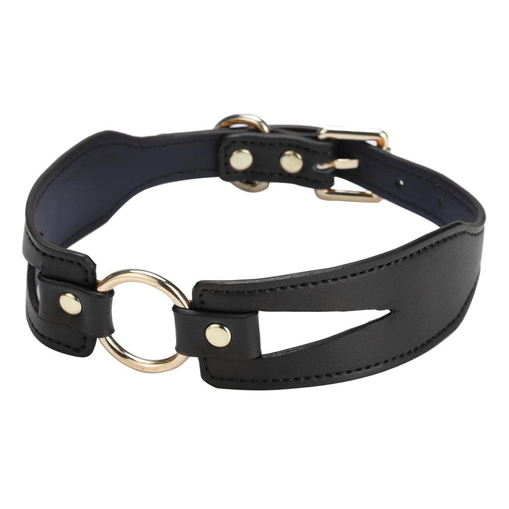 Ошейник с поводком Leather Collar + Gold Chain Traction