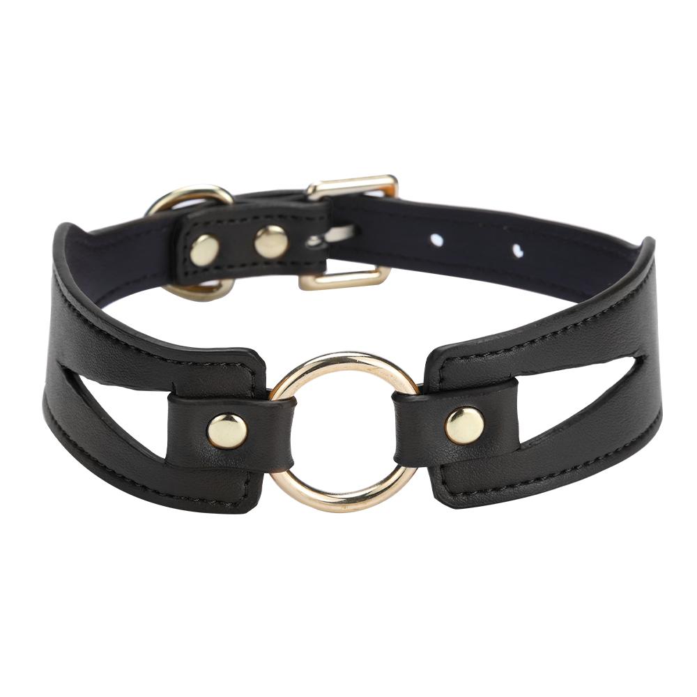 Ошейник с поводком Leather Collar + Gold Chain Traction