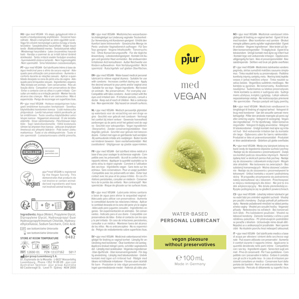Смазка на водной основе с натуральными ингредиентами "med VEGAN", Pjur
