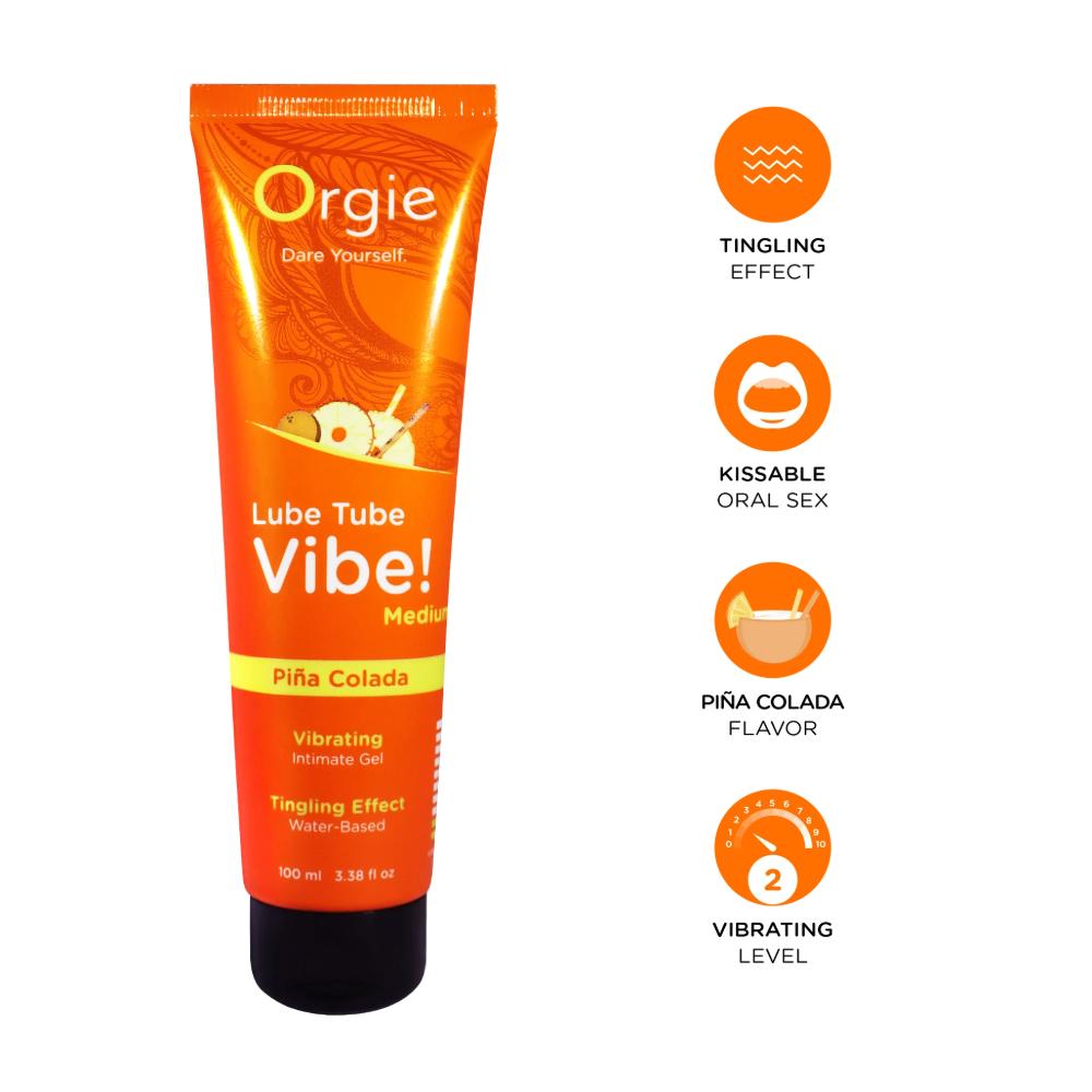 Жидкий вибратор со вкусом Пина Колада "LUBE TUBE VIBE! - MEDIUM", Orgie
