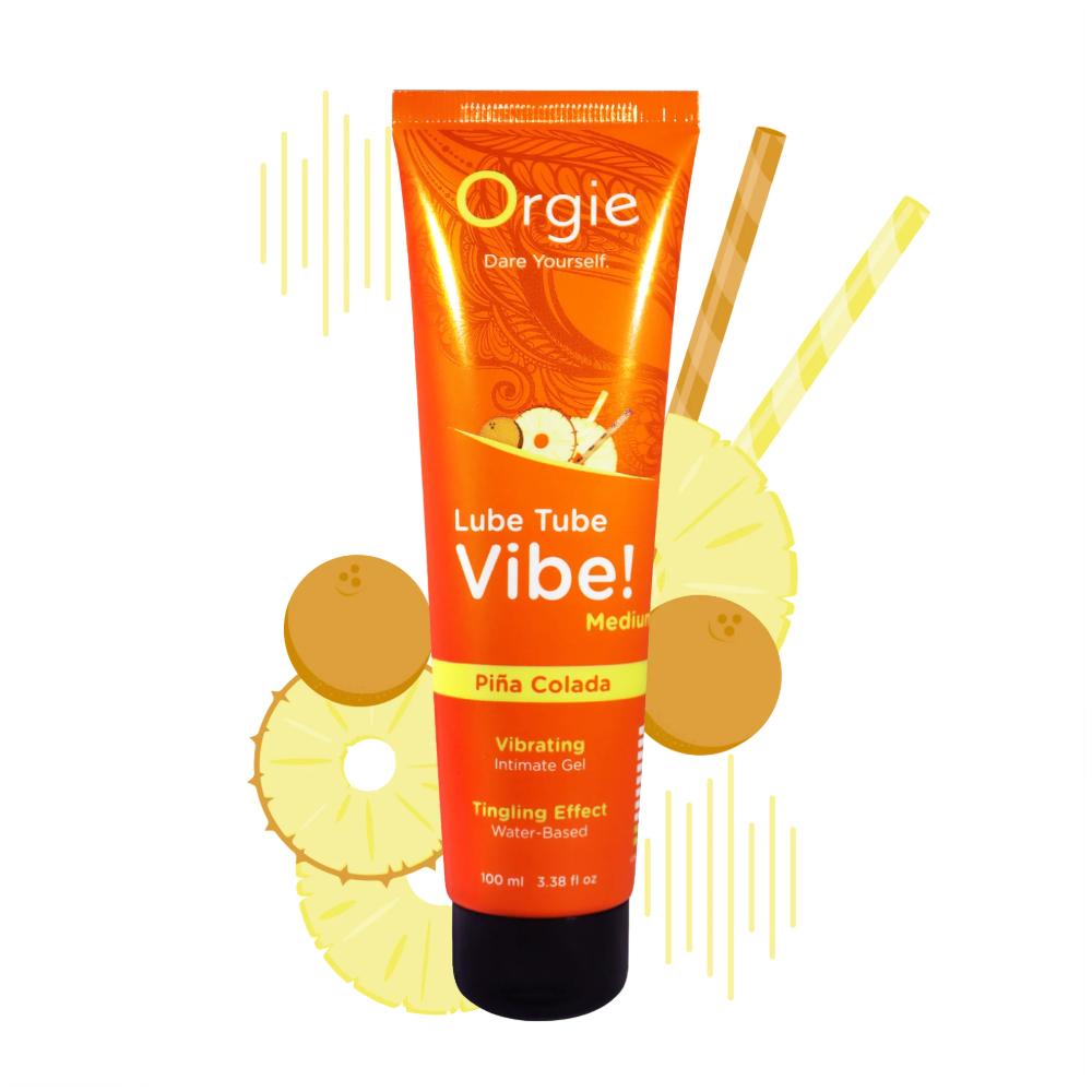 Жидкий вибратор со вкусом Пина Колада "LUBE TUBE VIBE! - MEDIUM", Orgie