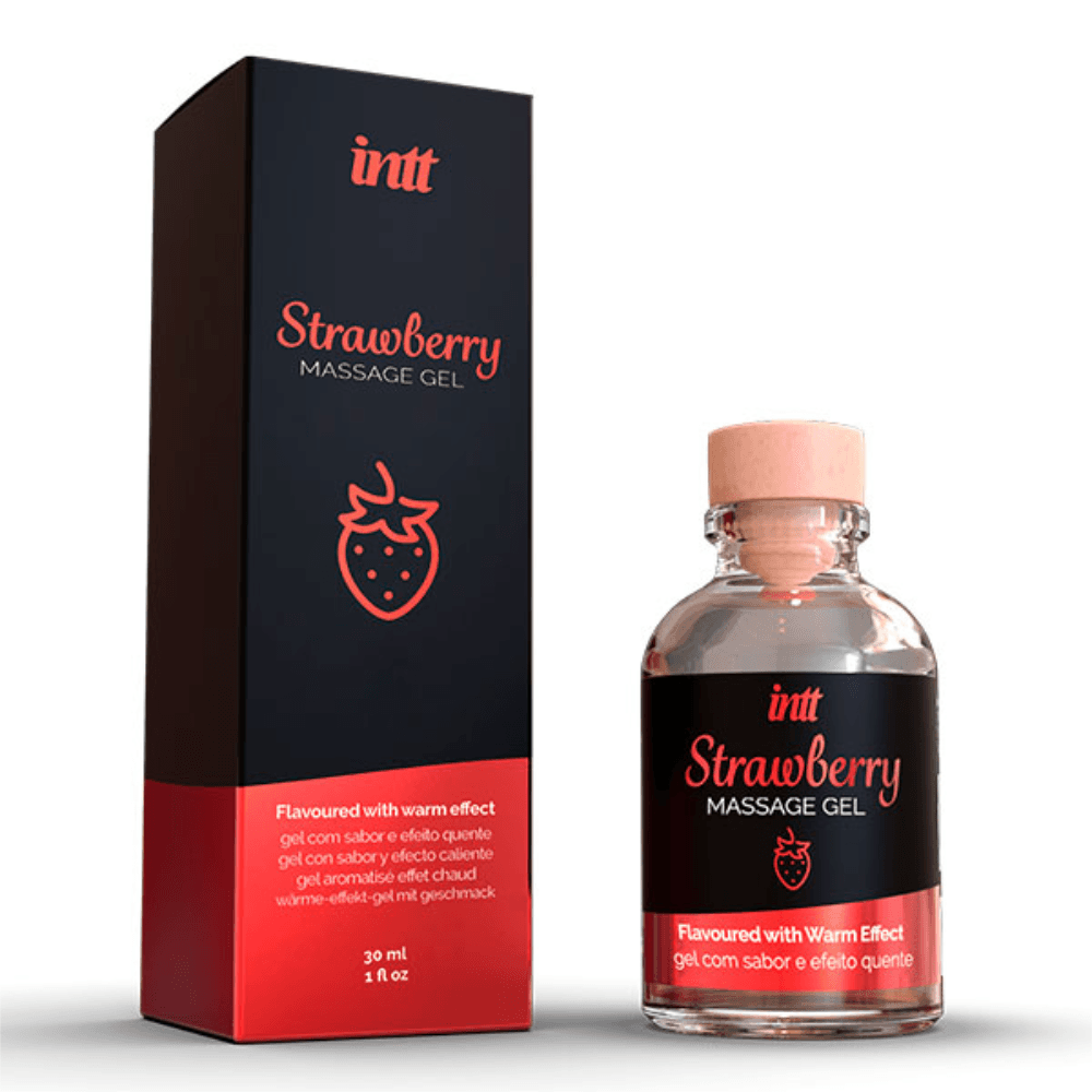 Массажное масло (гель) с согревающим эффектом с ароматом клубники "STRAWBERRY MASSAGE GEL", intt