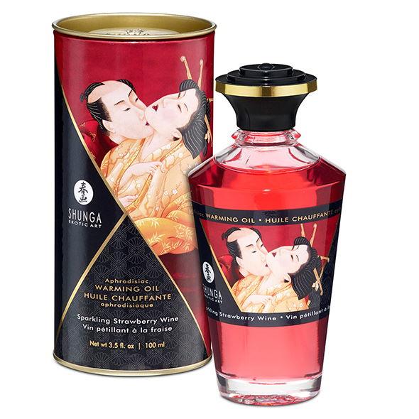 Массажное масло со вкусом "Игристое клубничное вино" Shunga APHRODISIAC WARMING OIL