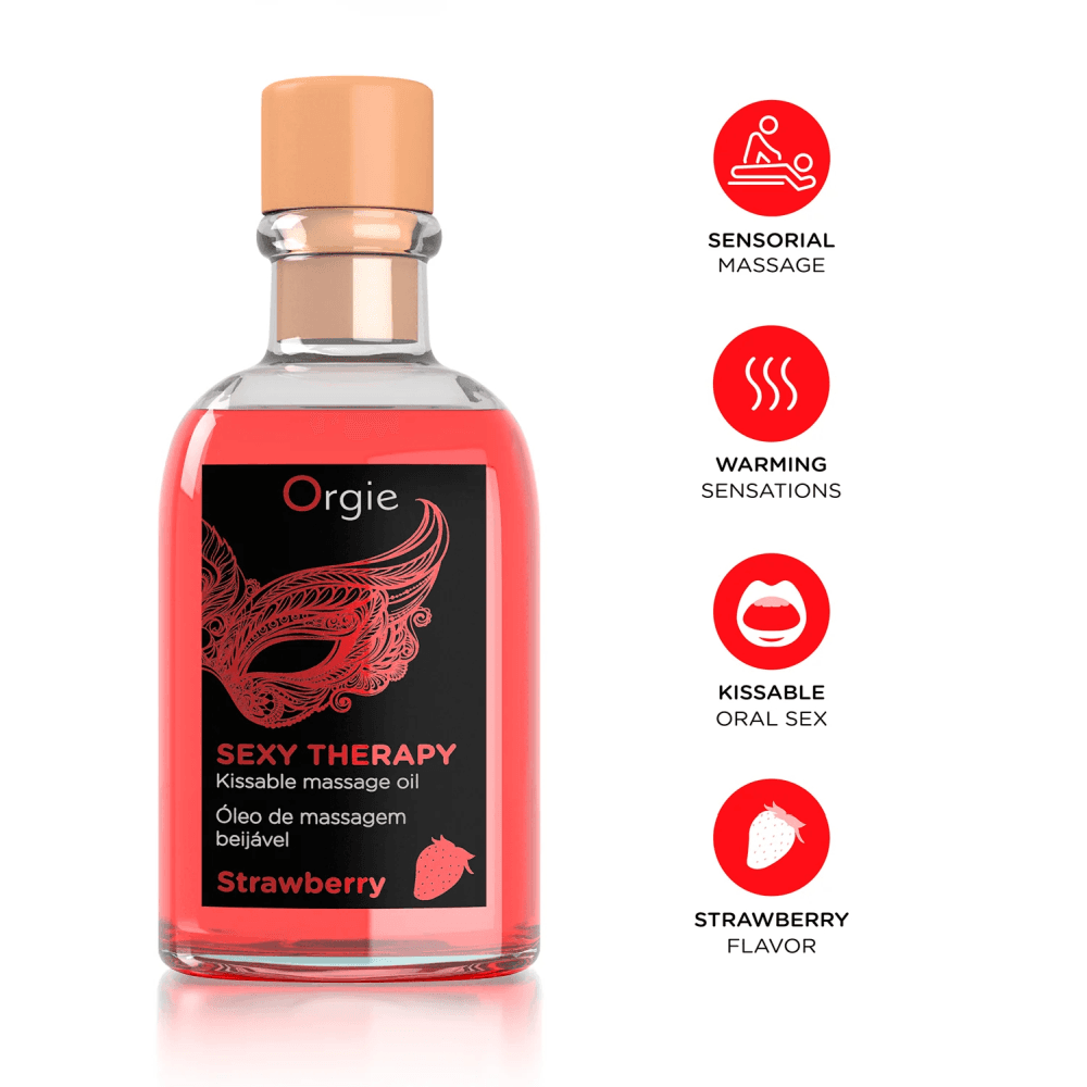 Массажное масло с ароматом клубники и перышко "Sexy Therapy Strawberry", Orgie
