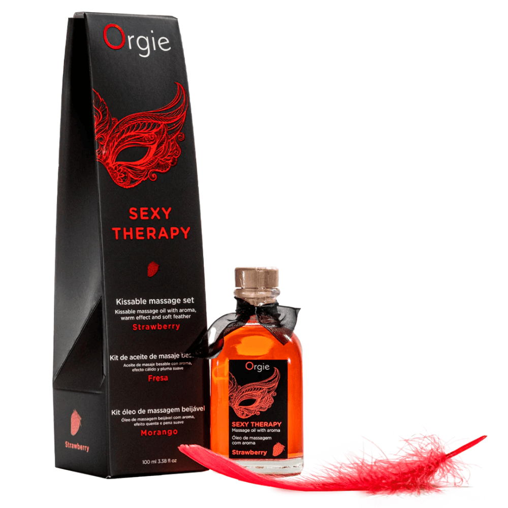 Массажное масло с ароматом клубники и перышко "Sexy Therapy Strawberry", Orgie