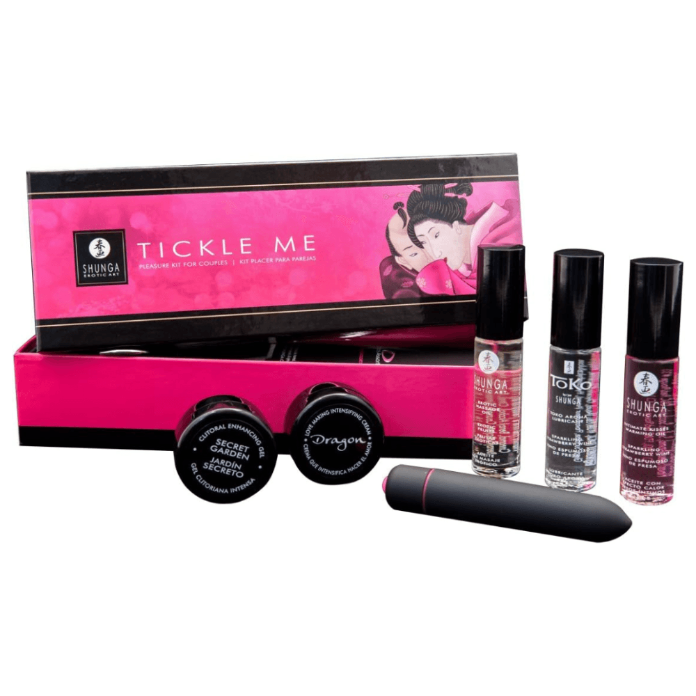 Набор для взрослых "KIT TICKLE ME" с минивибратором и возбуждающей косметикой, Shunga