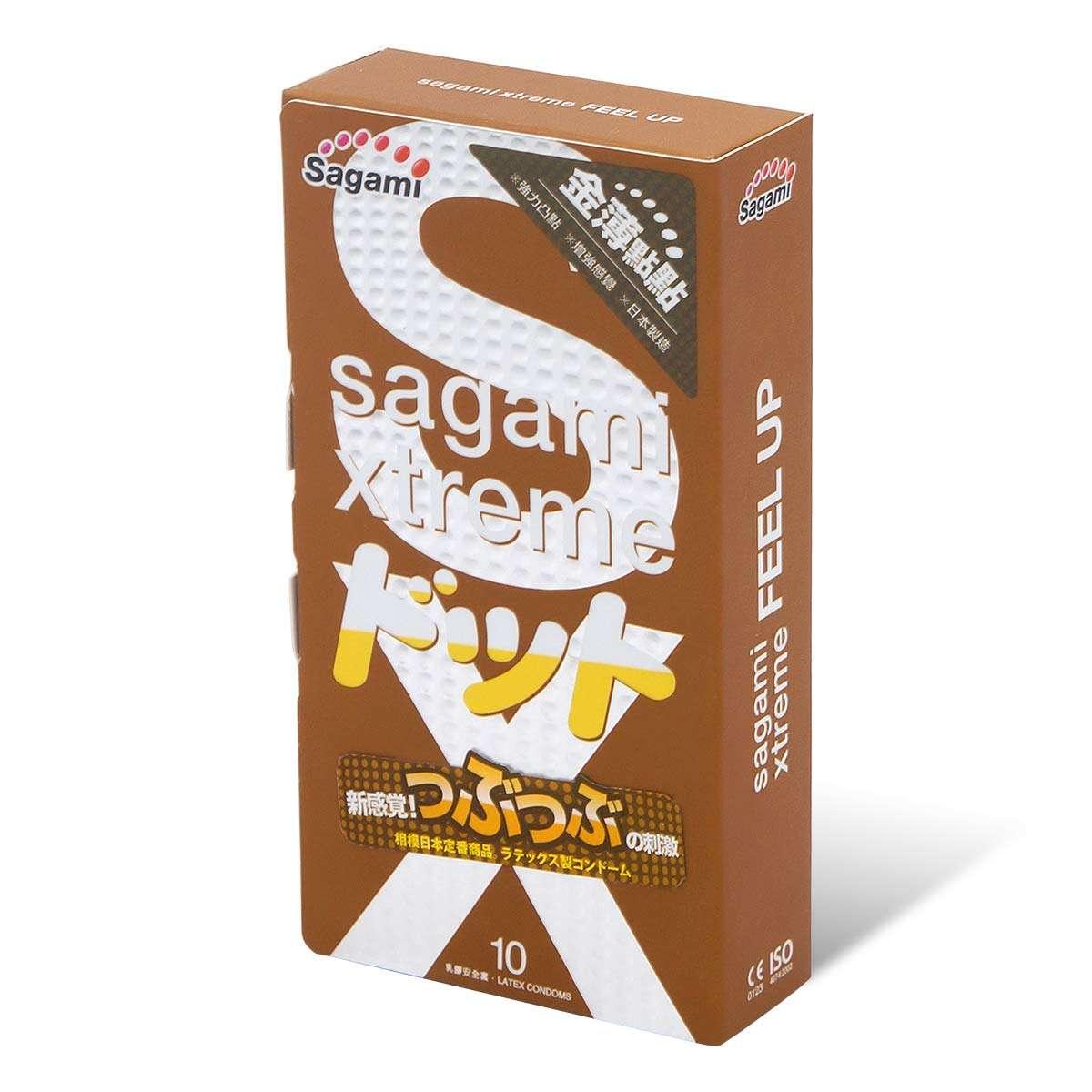 Презервативы Sagami Xtreme FEEL UP с точечной текстурой и линиями прилегания.