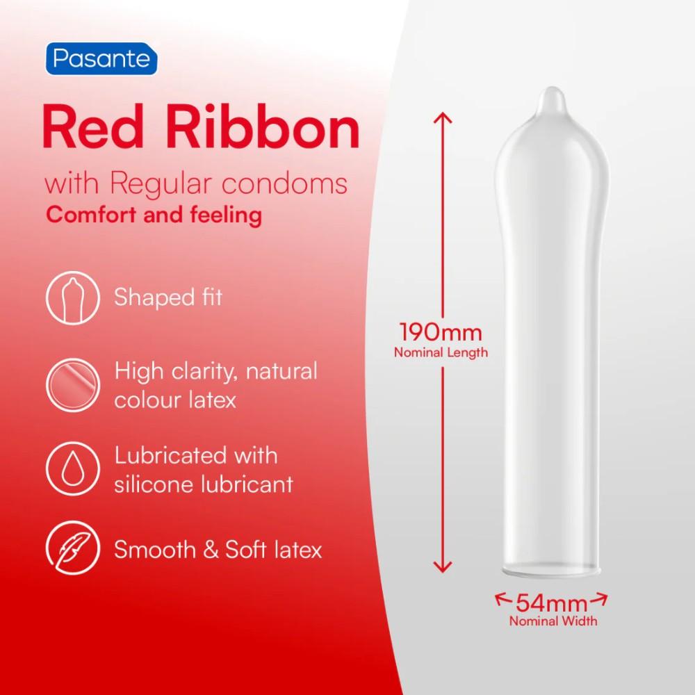 Анатомические презервативы со смазкой Pasante Red Ribbon