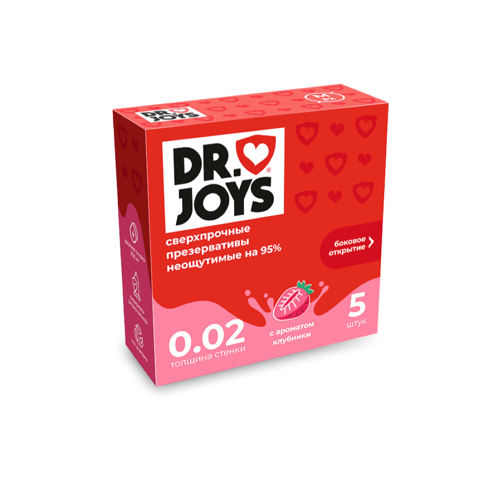 Презервативы ультратонкие латексные с ароматом клубники Dr. Joys