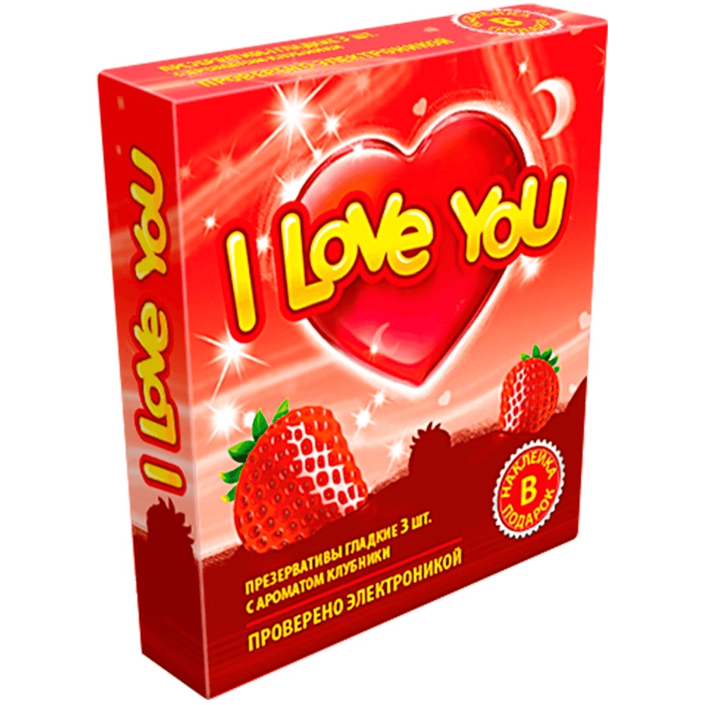 Презервативы I LOVE YOU № 3 с ароматом "Клубника"