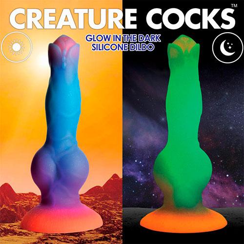 Светящийся в темноте космический дилдо Silicone Alien Dildo