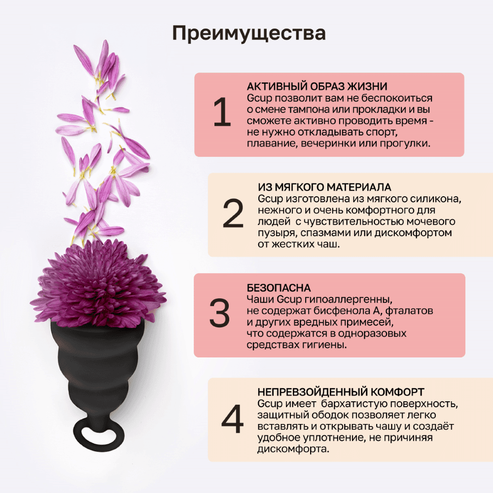 Менструальная чаша Gvibe Gcup с обратным клапаном