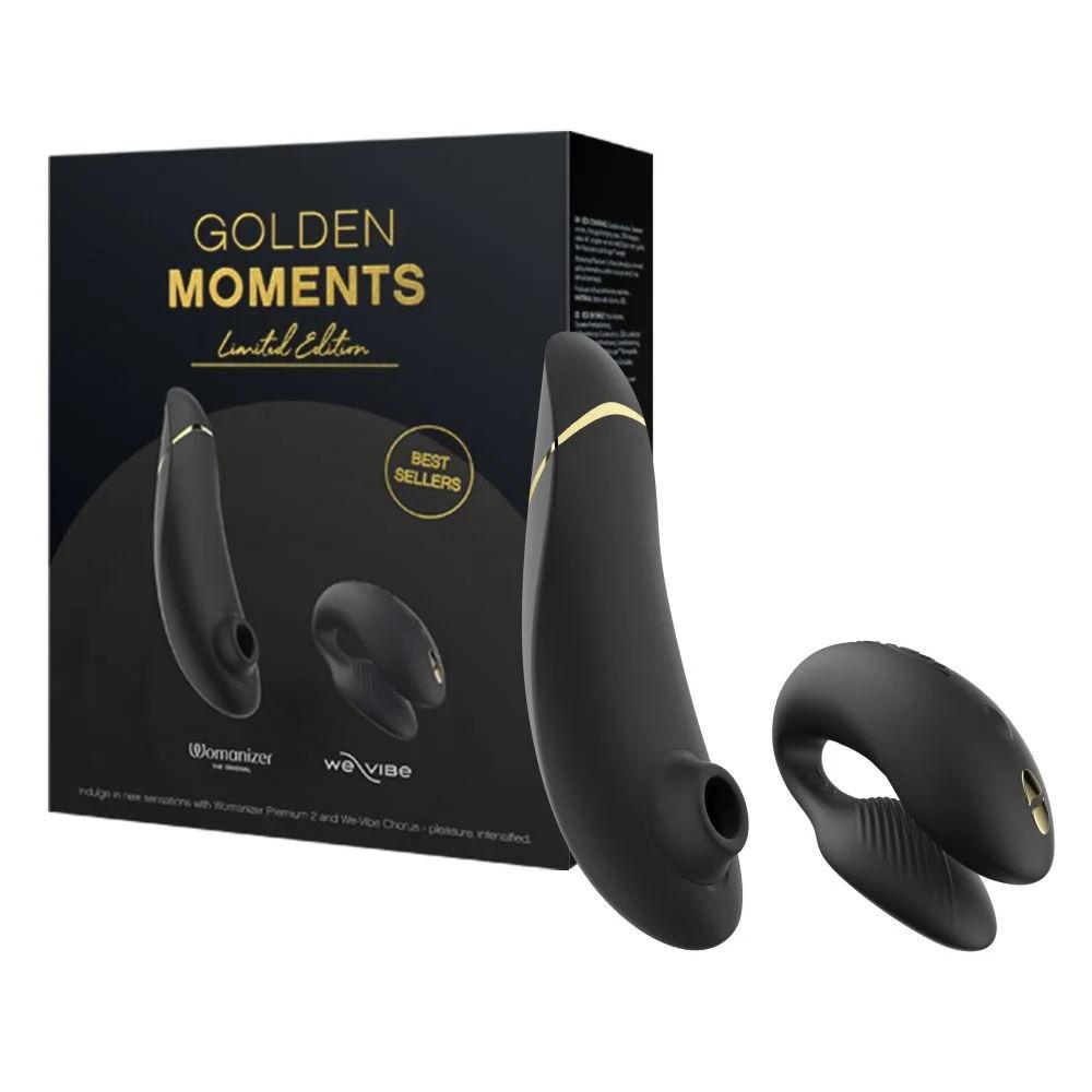 Набор для пар WOW Golden Moments 2 Collection: клиторальный стимулятор Womanizer PREMIUM 2 + вибратор для пар We-Vibe Chorus