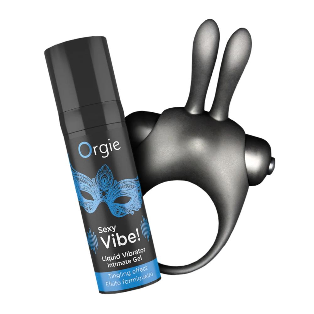Жидкий вибратор и эрекционное кольцо с вибрацией "VIBE! BUNNY", Orgie