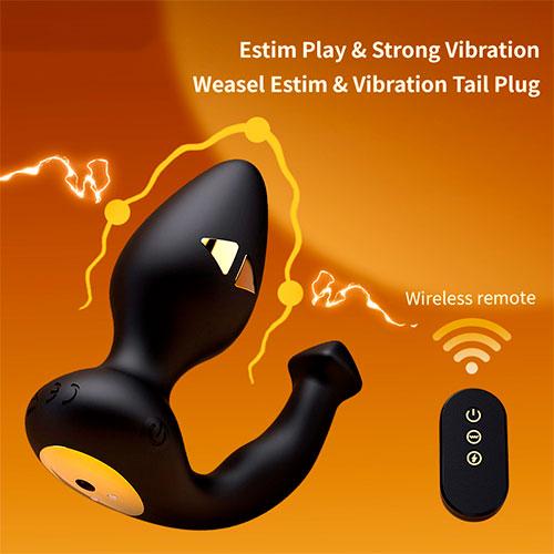 Анальная вибровтулка с электростимуляцией LOCKINK Weasel Estim & Vibration