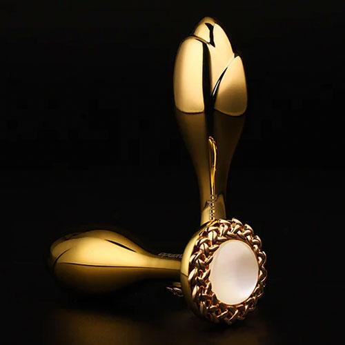 Анальная металлическая втулка LOCKINK Pearl Rose - shape Anal Plug