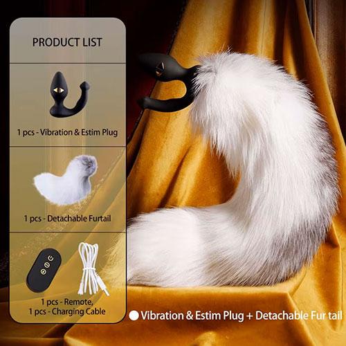 Анальная втулка-хвост с вибрацией и электростимуляцией LOCKINK Weasel Estim & Vibration