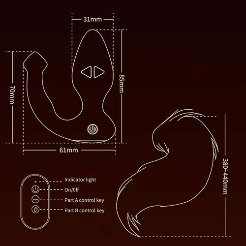 Анальная втулка-хвост с вибрацией и электростимуляцией LOCKINK Weasel Estim & Vibration