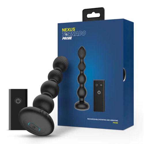 Анальная втулка с вибрацией, вращением и ПДУ NEXUS Tornado Probe Editionm